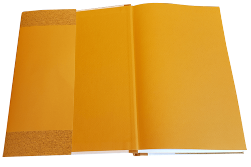 Colored endpapers match with the color of the printed dust jacket