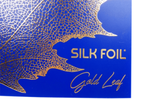 Blue cover with a leaf in gold stamping